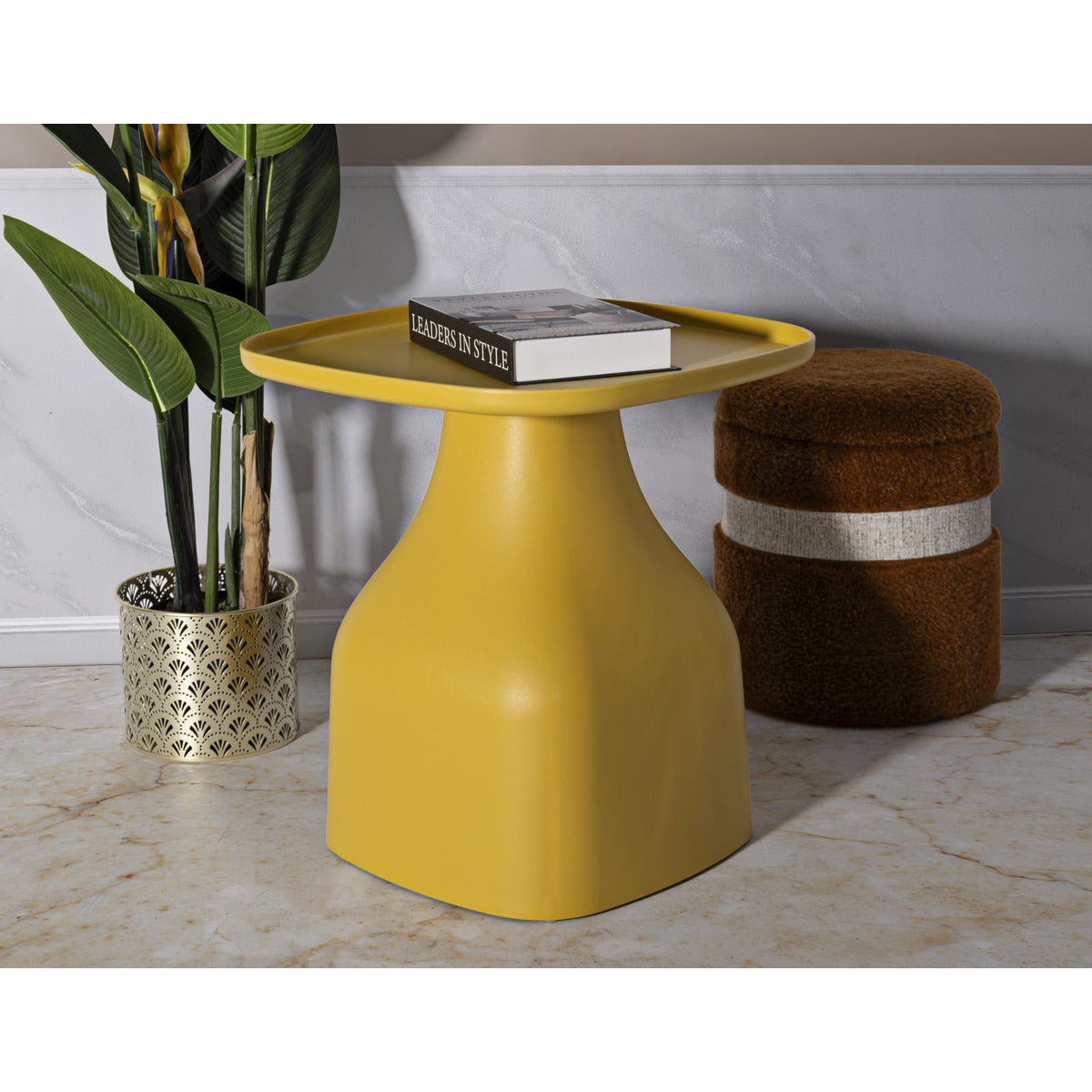Tavolino MF707, Giallo, Plastica, 50x48x48 cm, Seven Design