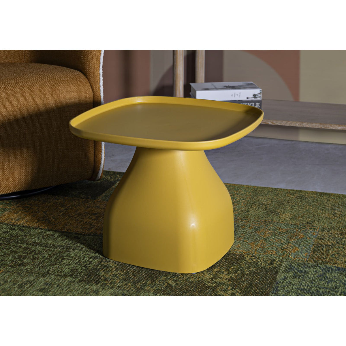Tavolino MF708, Giallo, Plastica, 38x48x48 cm, Seven Design