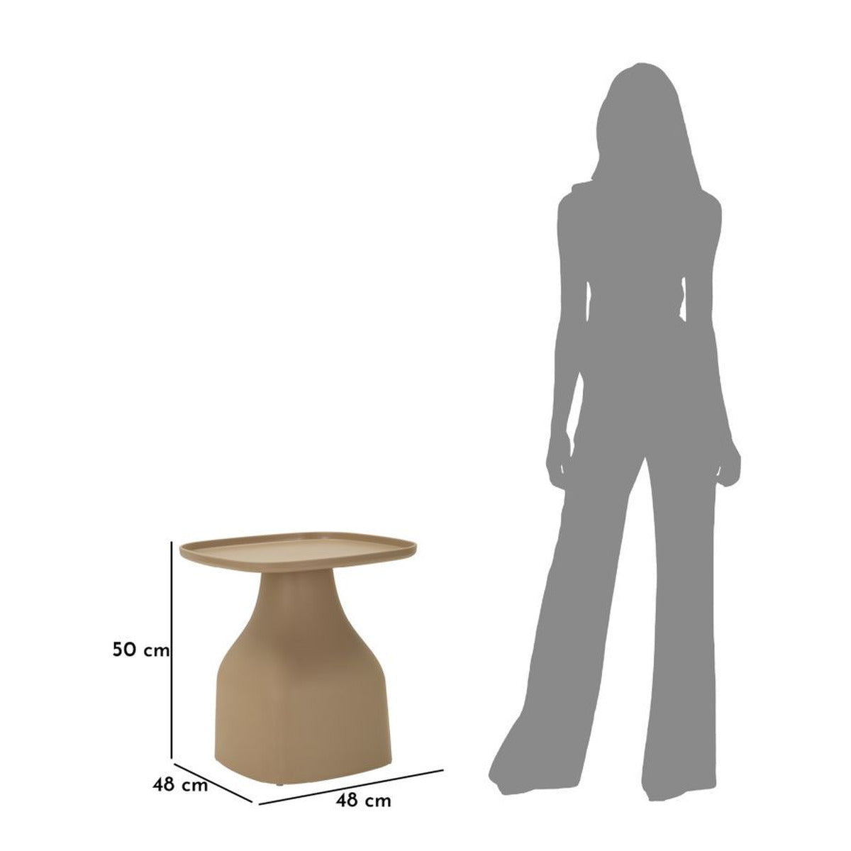 Tavolino MF711, Grigio, Plastica, 50x48x48 cm, Seven Design