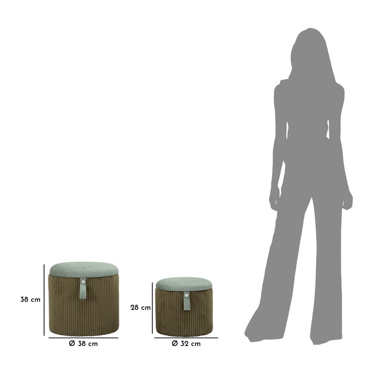 Pouf MF719, Verde, MDF, 38x38x38 cm, Seven Design