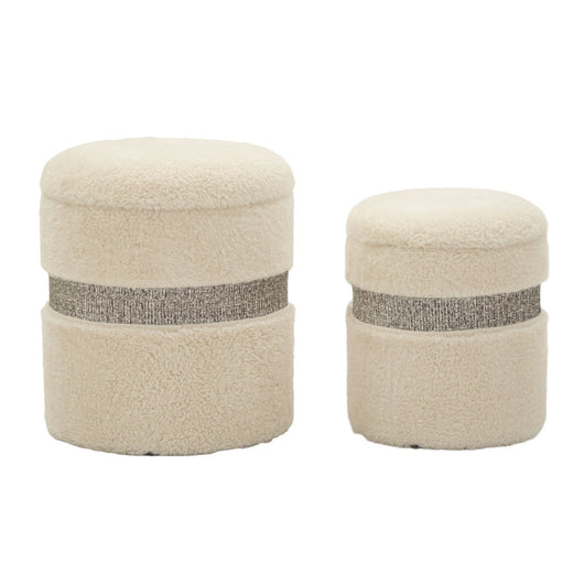 Pouf MF720, Beige, MDF, 47x40x40 cm, Seven Design