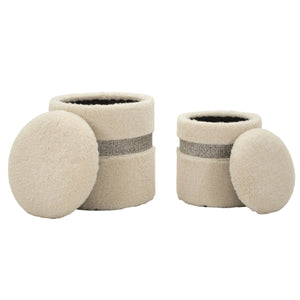 Pouf MF720, Beige, MDF, 47x40x40 cm, Seven Design