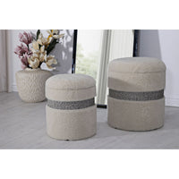 Pouf MF720, Beige, MDF, 47x40x40 cm, Seven Design
