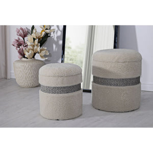Pouf MF720, Beige, MDF, 47x40x40 cm, Seven Design