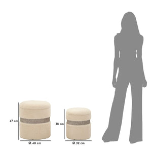 Pouf MF720, Beige, MDF, 47x40x40 cm, Seven Design