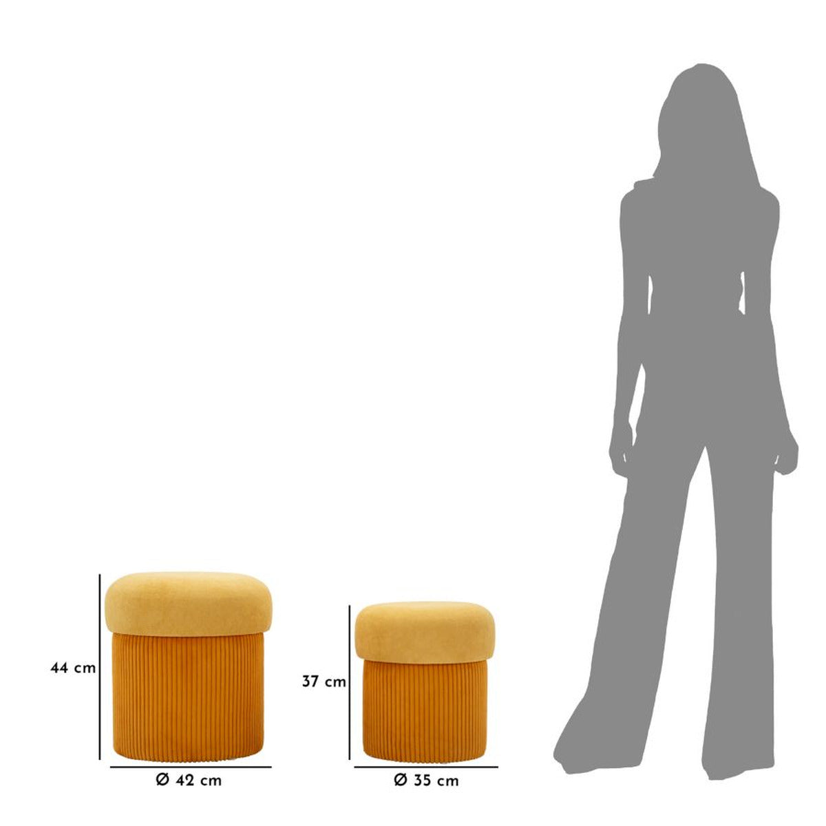 Pouf MF722, Giallo, MDF, 44x42x42 cm, Seven Design