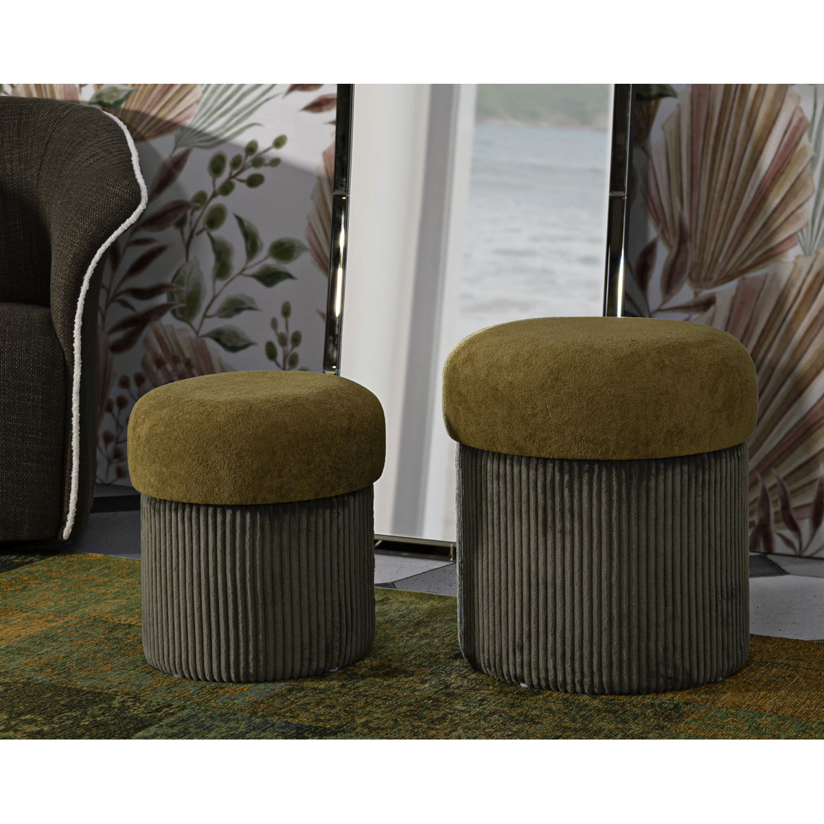 Pouf MF723, Verde, MDF, 44x42x42 cm, Seven Design