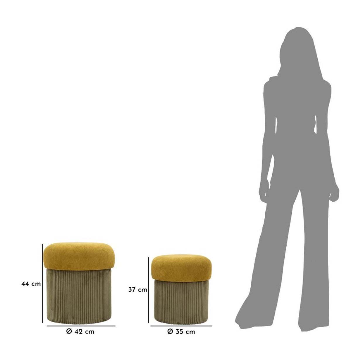 Pouf MF723, Verde, MDF, 44x42x42 cm, Seven Design