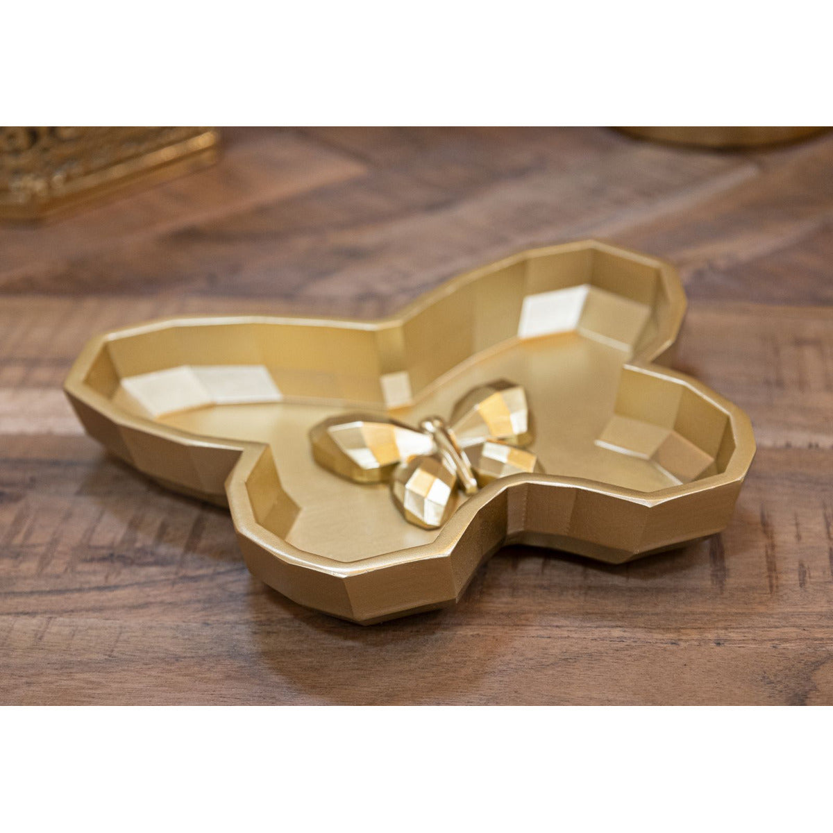 Vassoio Farfalla, Oro, Poliresina, 3x20,5x17,5 cm, Seven Design
