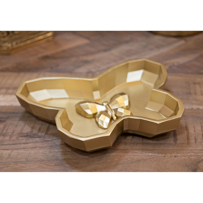 Vassoio Farfalla, Oro, Poliresina, 3x20,5x17,5 cm, Seven Design