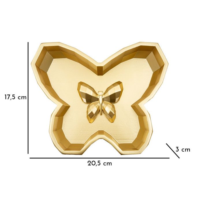 Vassoio Farfalla, Oro, Poliresina, 3x20,5x17,5 cm, Seven Design