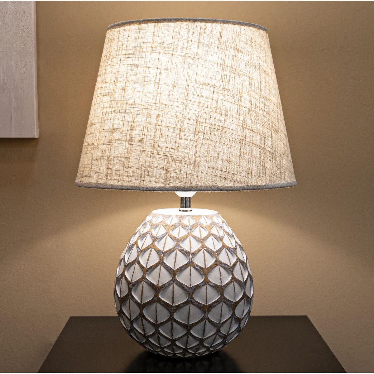 Lampada da Tavolo MF725, Bianco, Poliresina, 52x35x35 cm, Seven Design