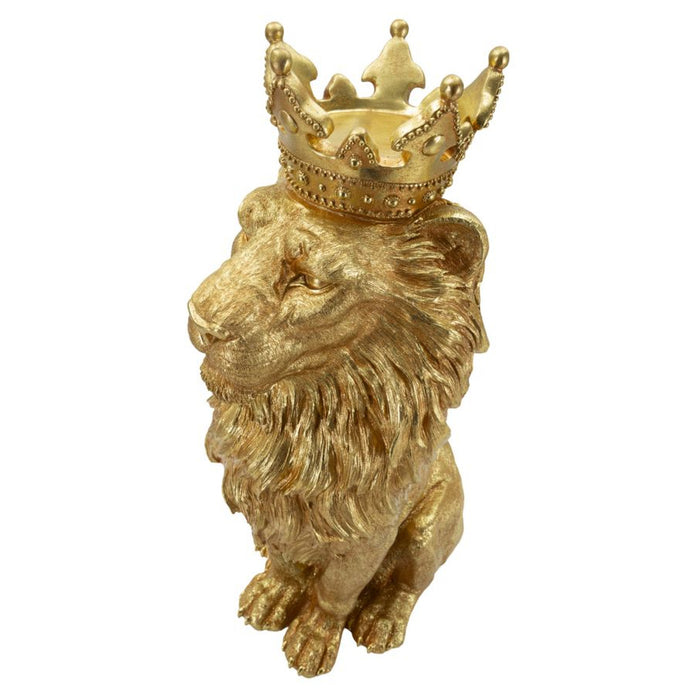 Scultura Leone 1, Oro, Poliresina, 30x42x74 cm, Seven Design