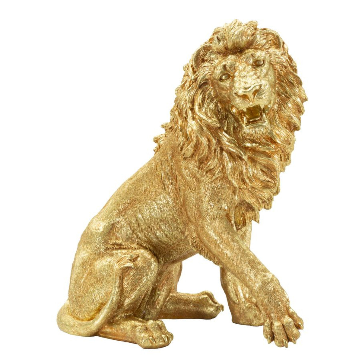 Scultura Leone 2, Oro, Poliresina, 45x29x55 cm, Seven Design