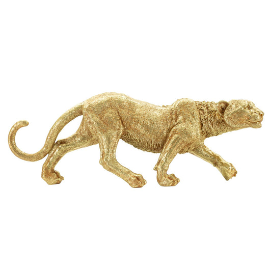 Scultura Pantera, Oro, Poliresina, 89x21x33 cm, Seven Design