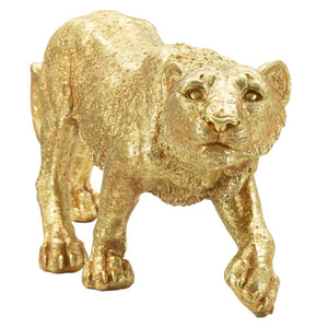 Scultura Pantera, Oro, Poliresina, 89x21x33 cm, Seven Design