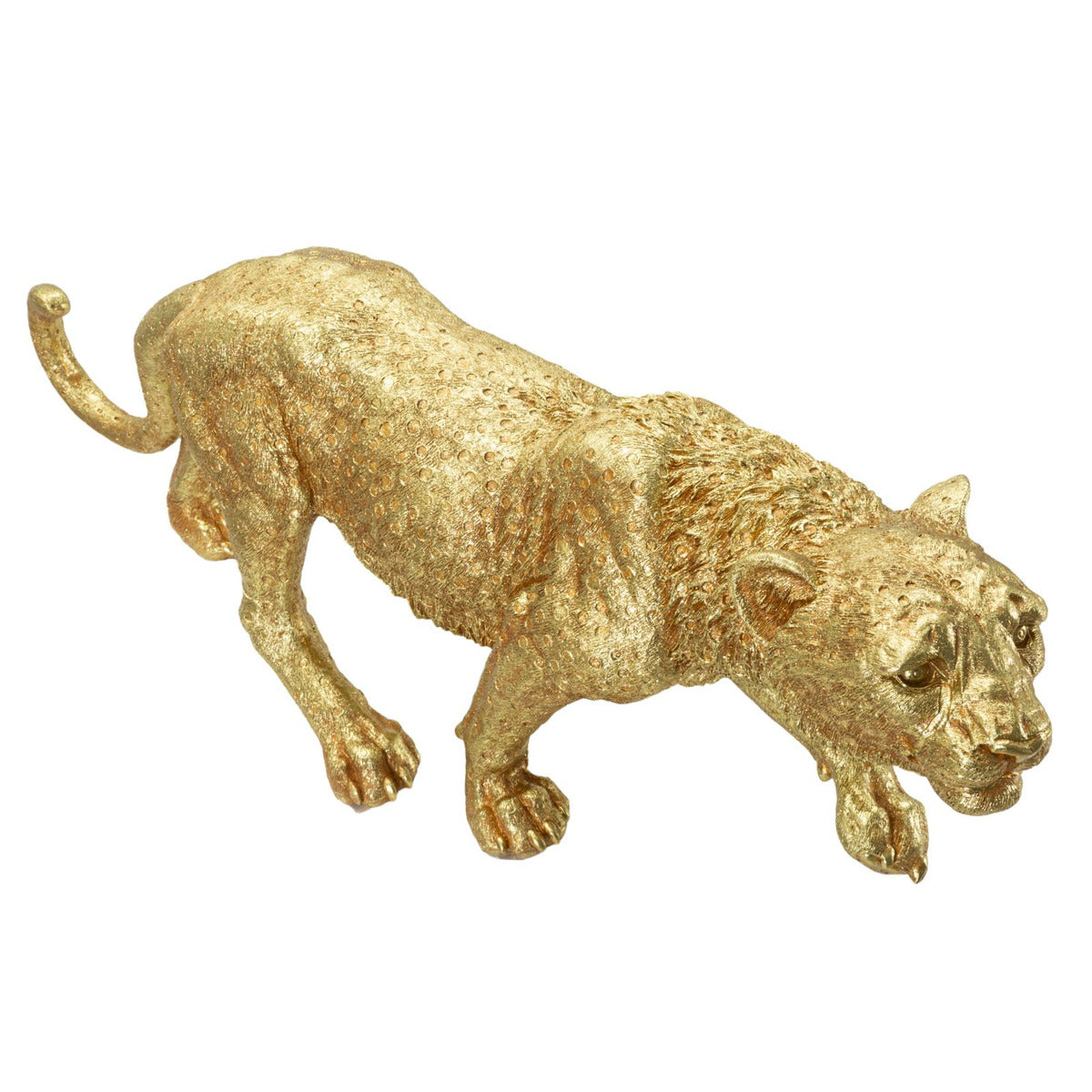 Scultura Pantera, Oro, Poliresina, 89x21x33 cm, Seven Design