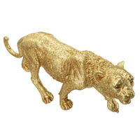 Scultura Pantera, Oro, Poliresina, 89x21x33 cm, Seven Design