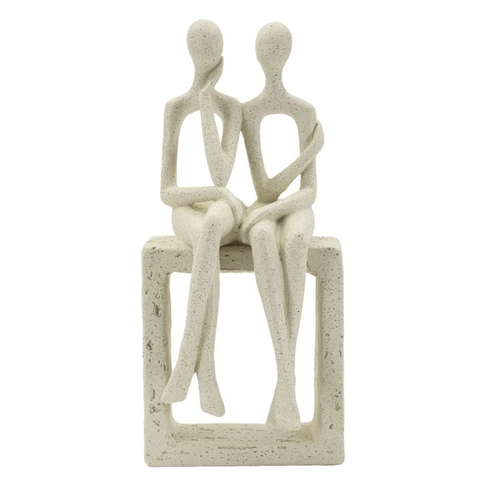 Scultura Persone 1, Beige, Poliresina, 11,5x9x25 cm, Seven Design
