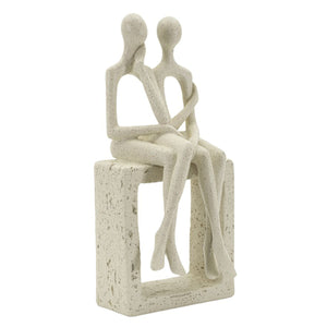 Scultura Persone 1, Beige, Poliresina, 11,5x9x25 cm, Seven Design