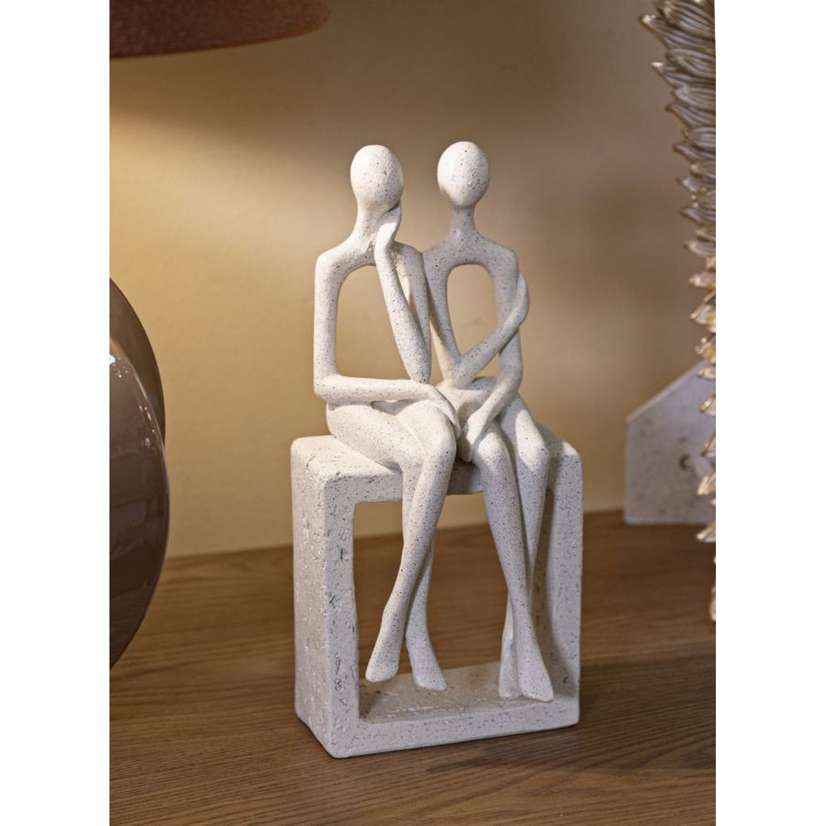 Scultura Persone 1, Beige, Poliresina, 11,5x9x25 cm, Seven Design