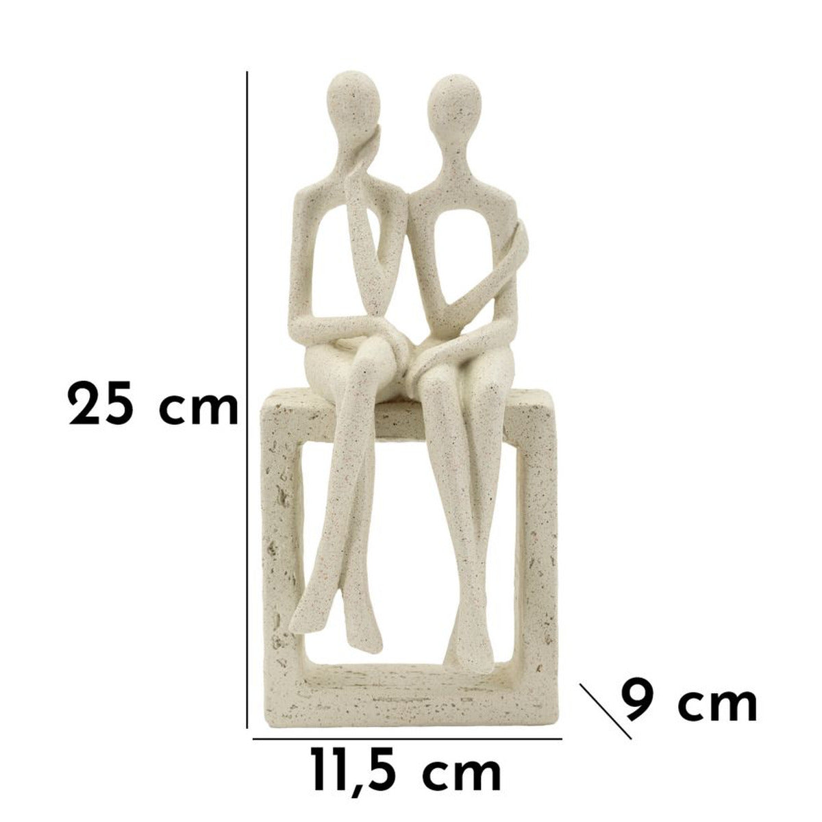 Scultura Persone 1, Beige, Poliresina, 11,5x9x25 cm, Seven Design