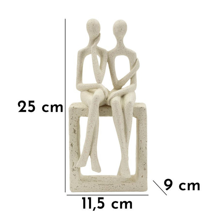 Scultura Persone 1, Beige, Poliresina, 11,5x9x25 cm, Seven Design