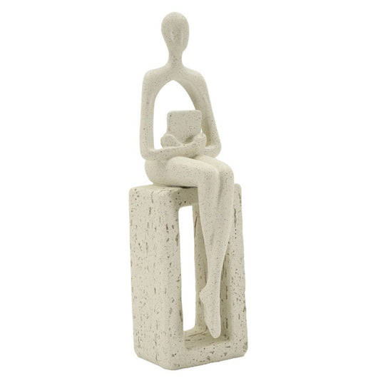Scultura Personaggio, Beige, Poliresina, 8,5x6,5x24 cm, Seven Design