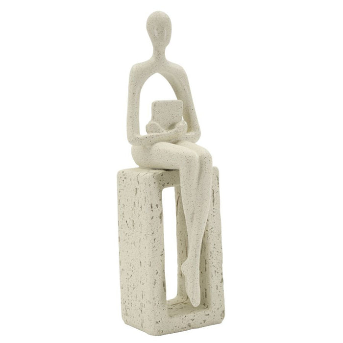 Scultura Personaggio, Beige, Poliresina, 8,5x6,5x24 cm, Seven Design