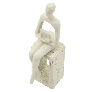 Scultura Personaggio, Beige, Poliresina, 8,5x6,5x24 cm, Seven Design