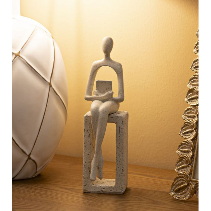 Scultura Personaggio, Beige, Poliresina, 8,5x6,5x24 cm, Seven Design