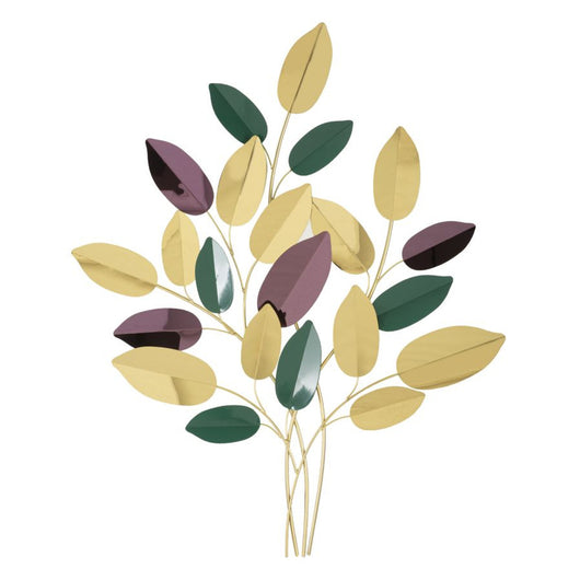 Decorazione in Metallo 3D Foglie, Multicolore, Metallo, 81,9x3,8x97 cm, Seven Design