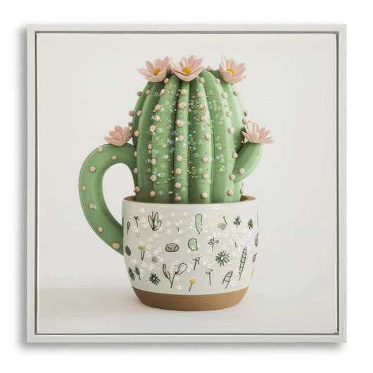 Stampa su Tela con Cornice Cactus 3, Multicolore, Legno, 40x2,8x40 cm, Seven Design