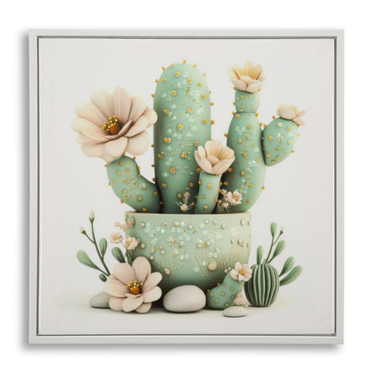 Stampa su Tela con Cornice Cactus 5, Multicolore, Legno, 40x2,8x40 cm, Seven Design