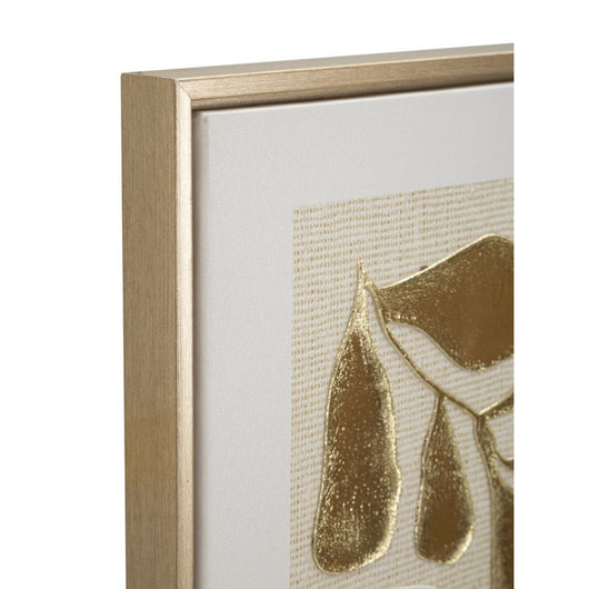 Stampa su Tela con Cornice Foglie, Multicolore, Legno, 50x3x70 cm, Seven Design