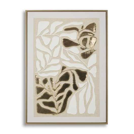 Stampa su Tela con Cornice Foglie 1, Multicolore, Legno, 50x3x70 cm, Seven Design