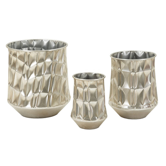 Set di 3 Vasi Decorativi MF775, Argento, Metallo, 35x35x38,5 cm, Seven Design