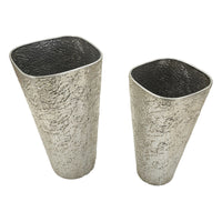 Set di 3 Vasi Decorativi MF774, Argento, Metallo, 41x41x80,5 cm, Seven Design