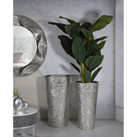 Set di 3 Vasi Decorativi MF774, Argento, Metallo, 41x41x80,5 cm, Seven Design