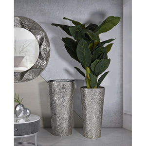 Set di 3 Vasi Decorativi MF774, Argento, Metallo, 41x41x80,5 cm, Seven Design