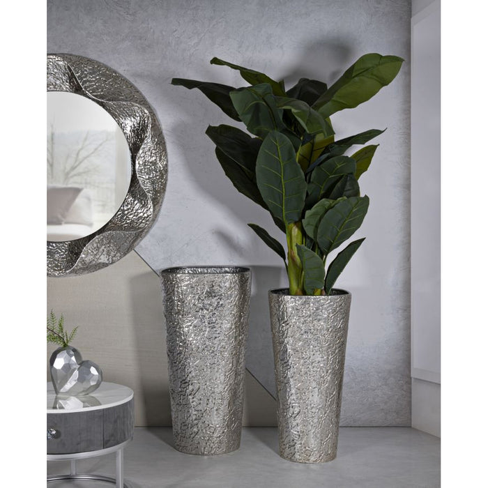 Set di 3 Vasi Decorativi MF774, Argento, Metallo, 41x41x80,5 cm, Seven Design