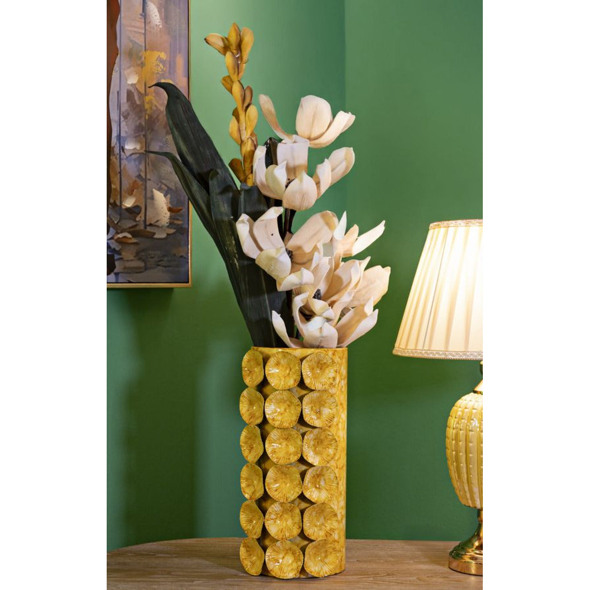 Vaso Decorativo MF853, Verde, Metallo, 16x15x33 cm, Seven Design