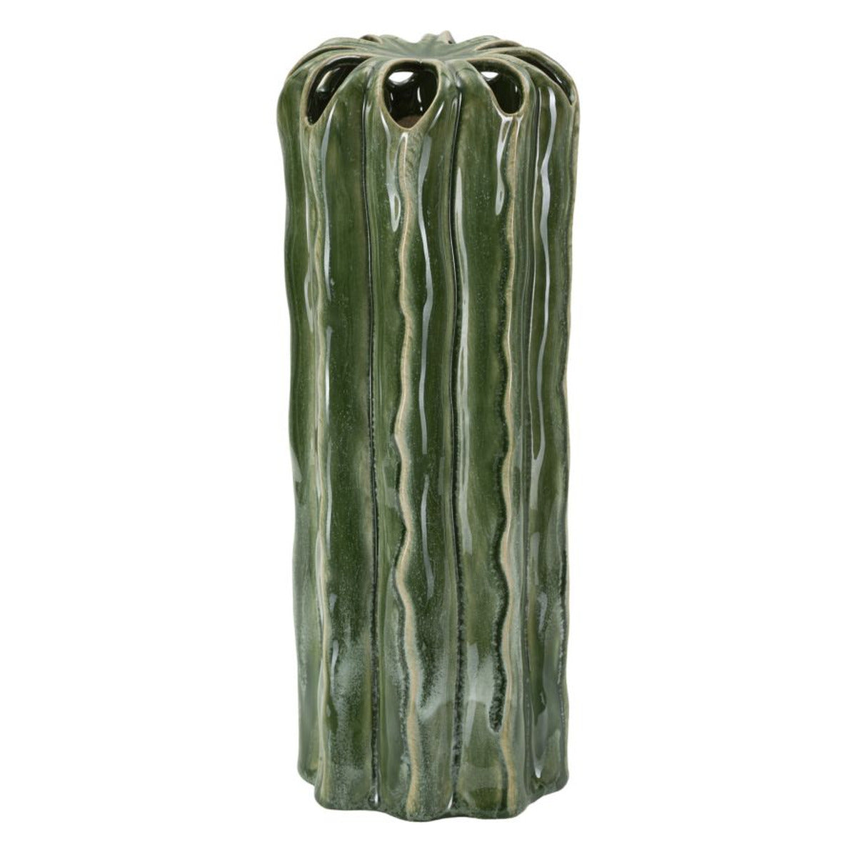 Vaso Decorativo MF848, Verde, Ceramica, 12x12x31,5 cm, Seven Design