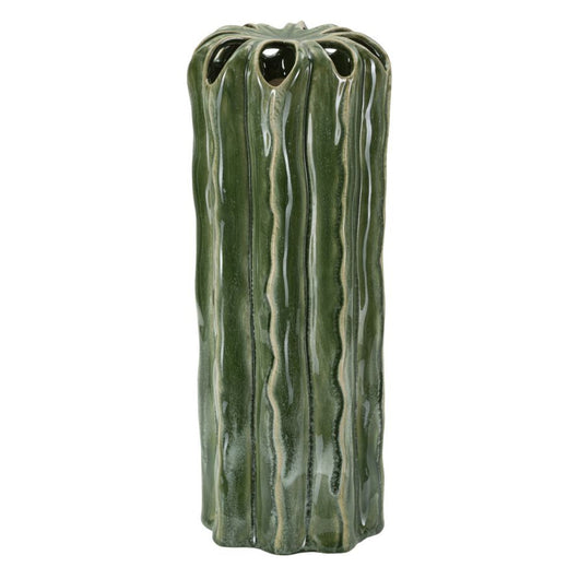 Vaso Decorativo MF848, Verde, Ceramica, 12x12x31,5 cm, Seven Design