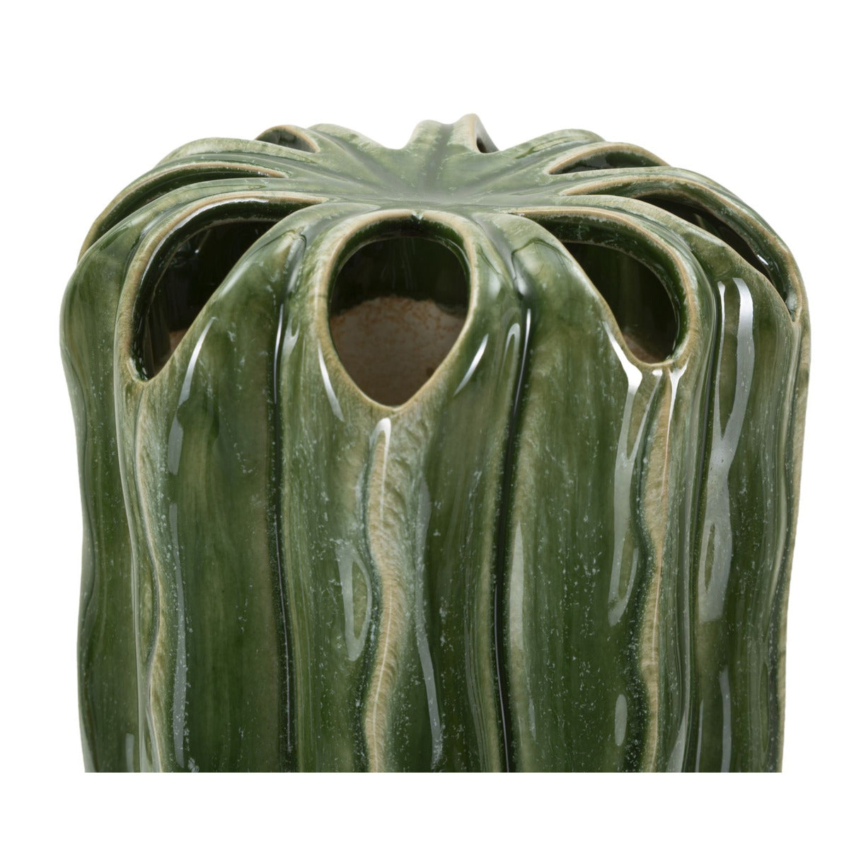 Vaso Decorativo MF848, Verde, Ceramica, 12x12x31,5 cm, Seven Design