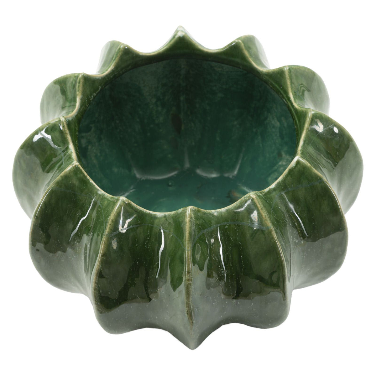 Vaso Decorativo MF849, Verde, Ceramica, 22x22x13,5 cm, Seven Design