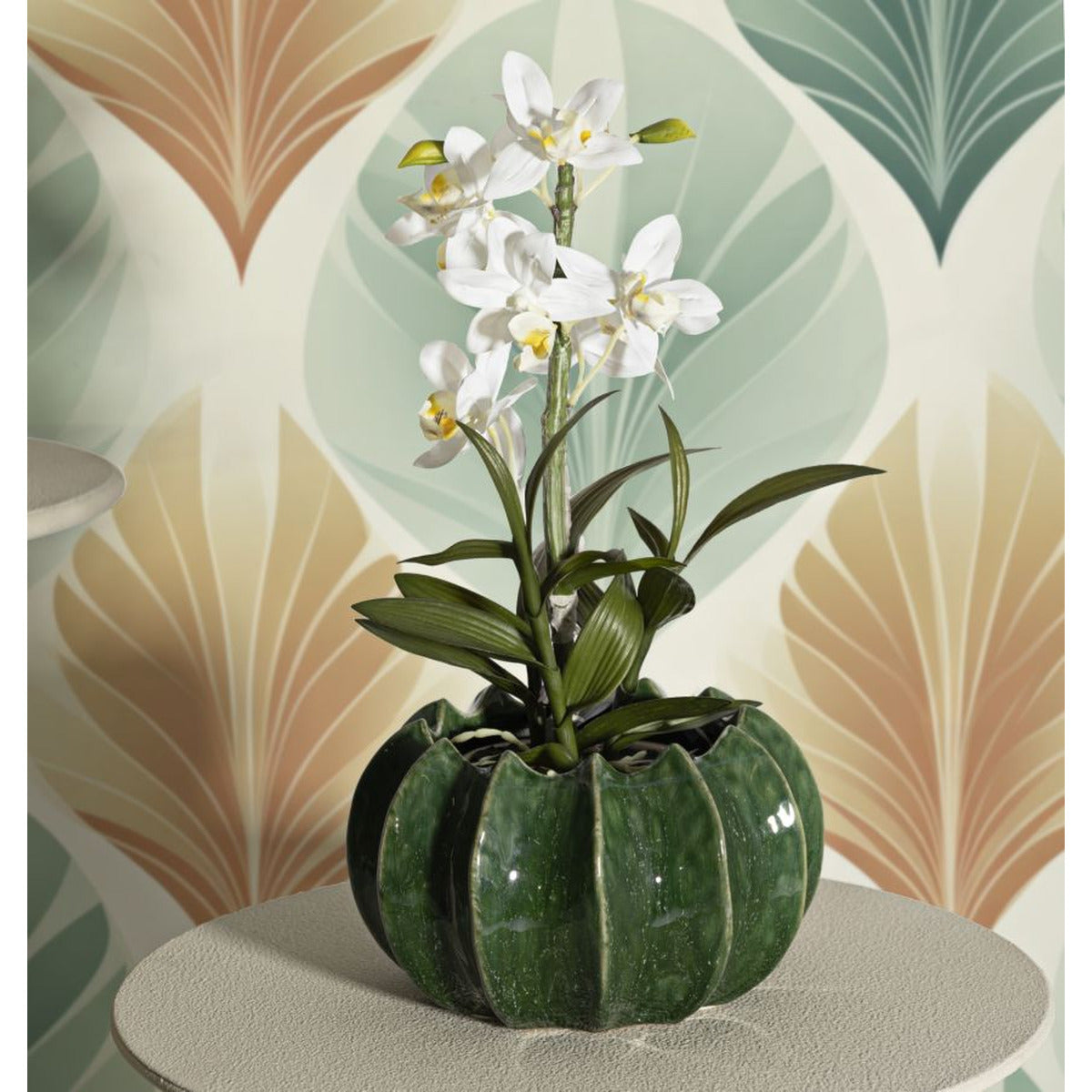 Vaso Decorativo MF849, Verde, Ceramica, 22x22x13,5 cm, Seven Design