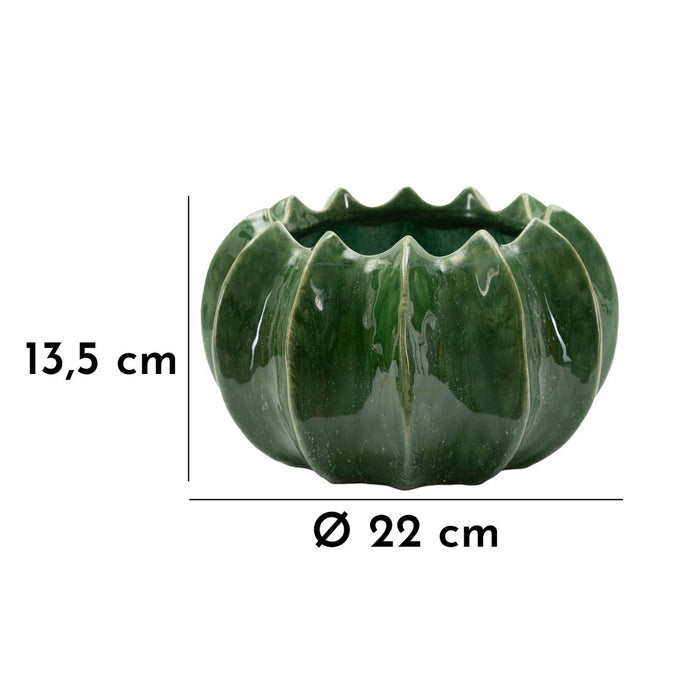 Vaso Decorativo MF849, Verde, Ceramica, 22x22x13,5 cm, Seven Design
