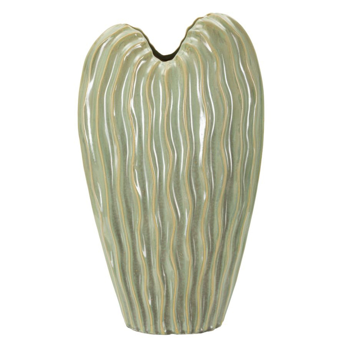 Vaso Decorativo MF822, Verde, Ceramica, 27x14x46,5 cm, Seven Design