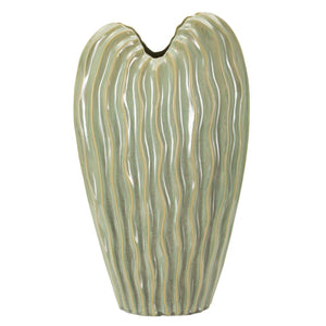 Vaso Decorativo MF822, Verde, Ceramica, 27x14x46,5 cm, Seven Design